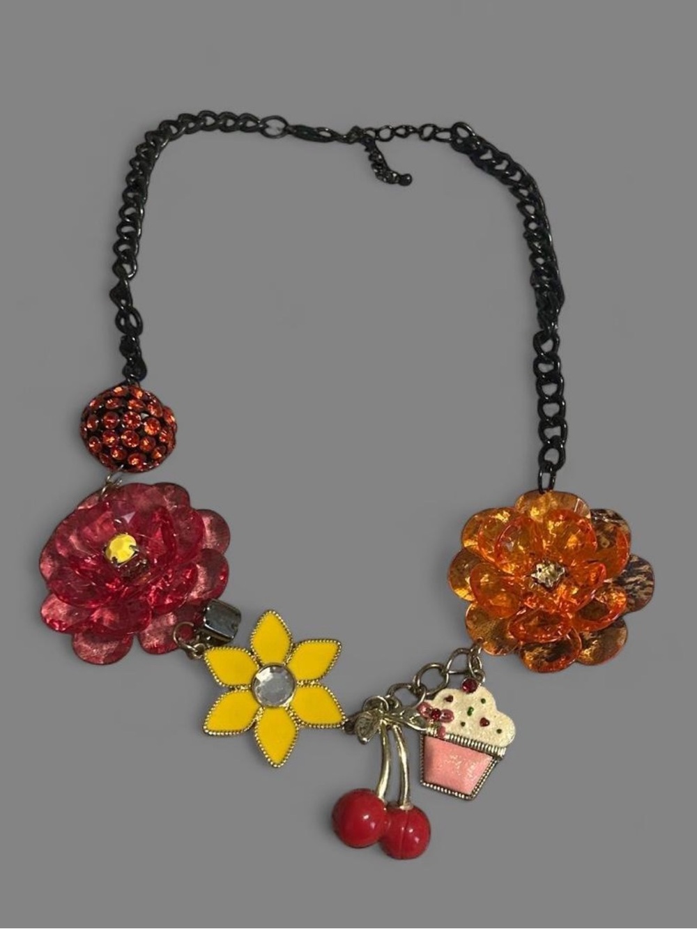 Chunky Y2K Maximalist Statement Necklace w/ Charms